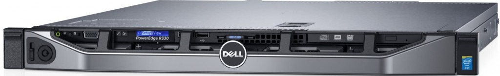Dell PowerEdge R330 (Ratchet) rack server with bezel, lcd model with 4 x 3.5" HDD configuration for business networking.